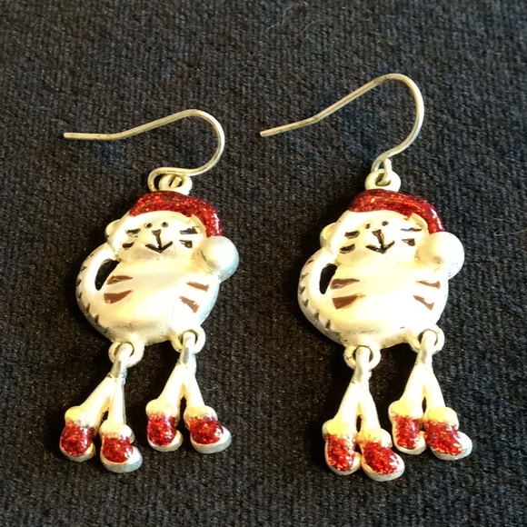 Vintage Christmas Cats & Reindeer Earrings - Picture 5 of 6